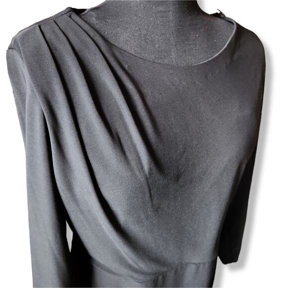 Chic USA-Made Tiana B. Black Dress: Zipper Shoulder, 3/4 Sleeves, Size Large - Picture 3 of 9